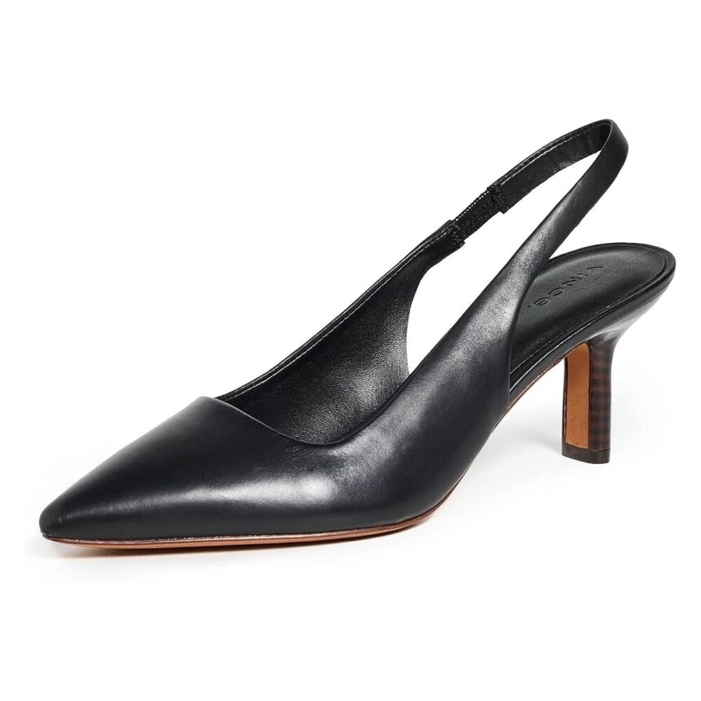 $330 VINCE Patrice Pointed Toe Slingback HEEL Pump BLACK LEATHER 7.5 (MG3)